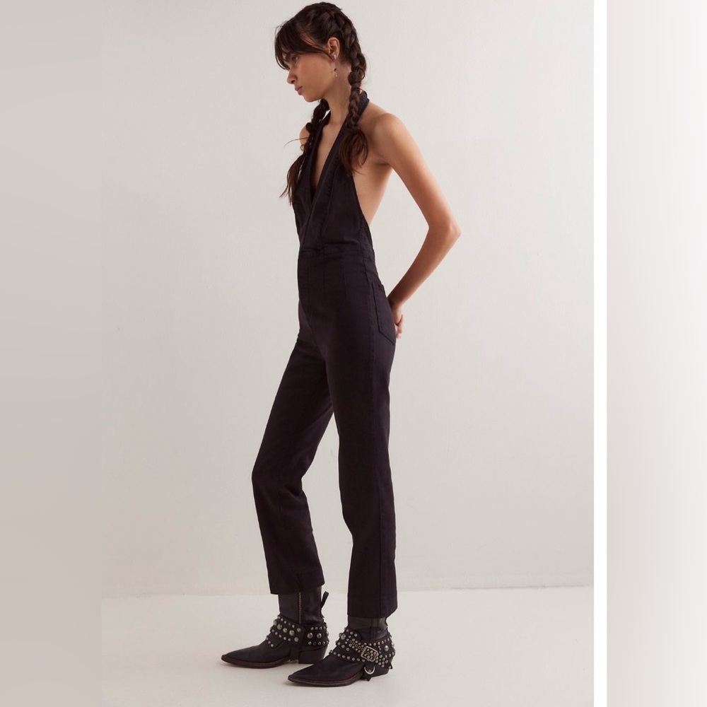 We the free black demin jumpsuit